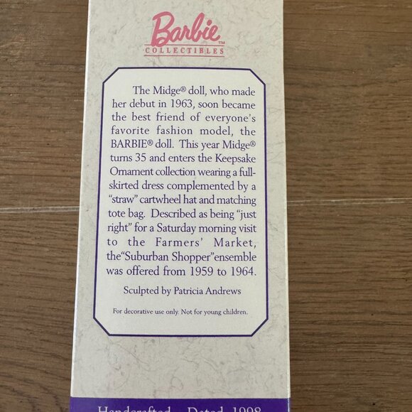 1998 Hallmark Keepsake Ornament Barbie's Bestie Midge Suburban Shopper - Picture 2 of 6